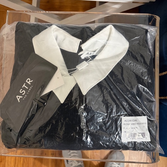 ASTR ALEXIA MIXED MEDIA DRESS IN BLACK AND WHITE - Picture 3 of 3